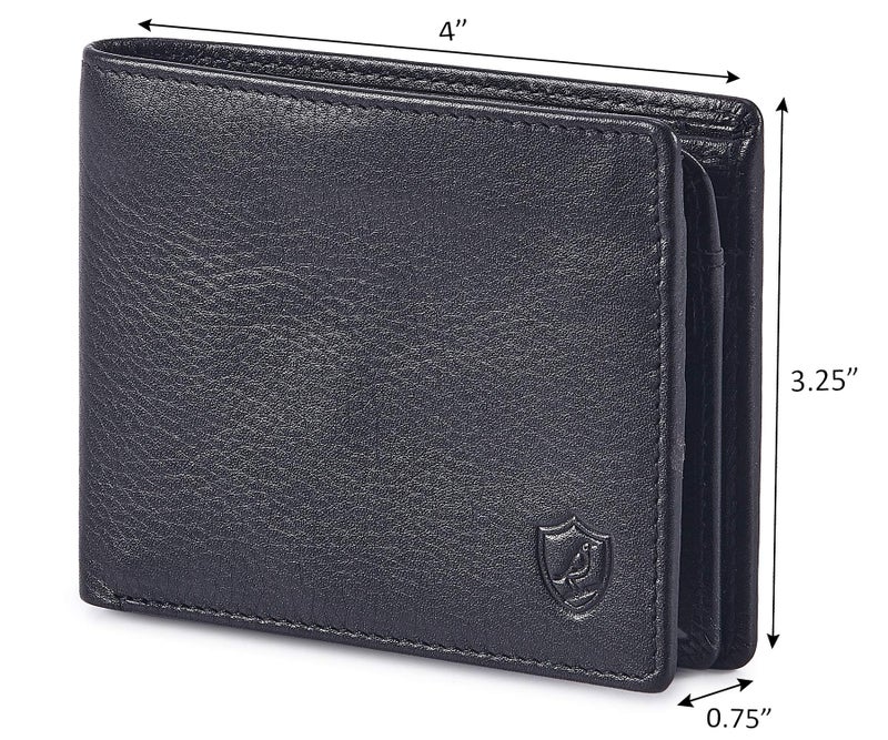 Cochoa Bifold Wallet for Men's Real Genuine Slim Leather RFID Blocking 2 ID Windows Stylish Travel Gift Box (NAPA, BLACK) - Image 3